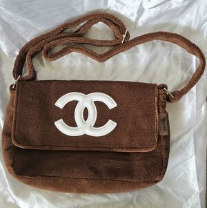 CHANEL Brown Precision Crossbody Bag with White CC Logo